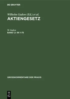 Gadow / Barz |  §§ 1¿75 | Buch |  Sack Fachmedien