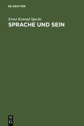 Specht |  Sprache und Sein | Buch |  Sack Fachmedien