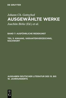 Gottsched / Scholl / Mitchell |  Ausführliche Redekunst. Anhang, Variantenverzeichnis, Nachwort | Buch |  Sack Fachmedien