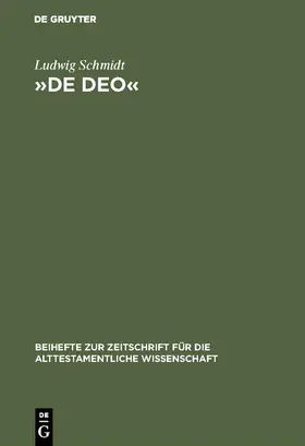Schmidt |  'De Deo' | Buch |  Sack Fachmedien