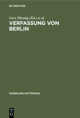 Härth / Pfennig | Verfassung von Berlin | Buch | 978-3-11-006932-7 | www.sack.de