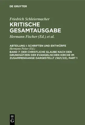 Peiter |  Schleiermacher, Friedrich: Kritische Gesamtausgabe | Buch |  Sack Fachmedien