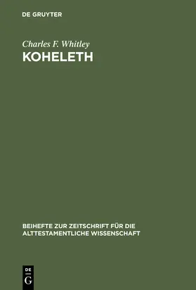 Whitley | Koheleth | Buch | 978-3-11-007602-8 | www.sack.de
