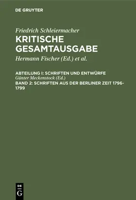 Meckenstock |  Schriften aus der Berliner Zeit 1796-1799 | Buch |  Sack Fachmedien