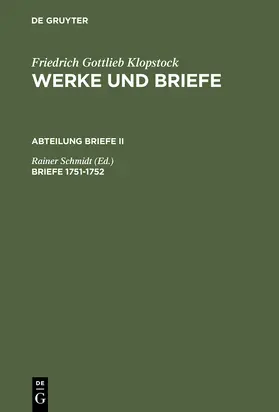 Schmidt |  Briefe 1751-1752 | Buch |  Sack Fachmedien