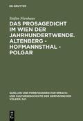 Nienhaus |  Das Prosagedicht im Wien der Jahrhundertwende. Altenberg - Hofmannsthal - Polgar | Buch |  Sack Fachmedien