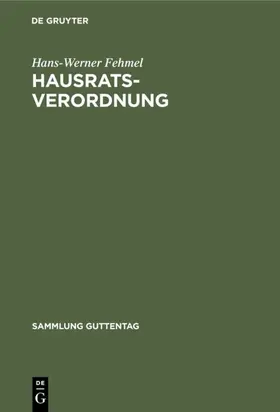 Fehmel |  Hausratsverordnung | Buch |  Sack Fachmedien
