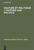  Culture et Politique / Culture and Politics | Buch |  Sack Fachmedien