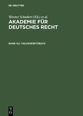 Schubert / Regge / Schmid | Volksgesetzbuch | Buch | 978-3-11-011728-8 | sack.de