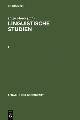 Moser |  Linguistische Studien. 1 | Buch |  Sack Fachmedien