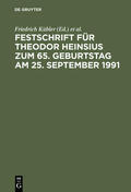 Kübler / Werner / Mertens |  Festschrift für Theodor Heinsius zum 65. Geburtstag am 25. September 1991 | Buch |  Sack Fachmedien