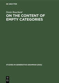 Bouchard |  On the Content of Empty Categories | Buch |  Sack Fachmedien