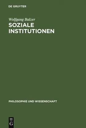 Balzer | Soziale Institutionen | Buch | 978-3-11-013850-4 | www.sack.de