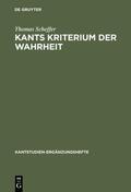 Scheffer |  Kants Kriterium der Wahrheit | Buch |  Sack Fachmedien