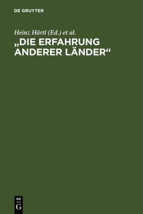Schultz / Härtl |  "Die Erfahrung anderer Länder" | Buch |  Sack Fachmedien