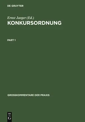 Henckel / Jaeger |  Konkursordnung | Buch |  Sack Fachmedien