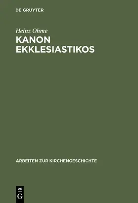 Ohme |  Kanon ekklesiastikos | Buch |  Sack Fachmedien