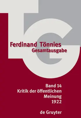 Tönnies / Deichsel / Fechner |  Gesamtausgabe (TG), Band 14, Gesamtausgabe (TG) (1922) | Buch |  Sack Fachmedien