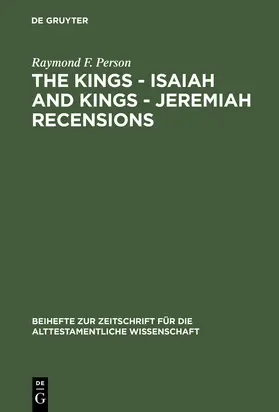 Person |  The Kings - Isaiah and Kings - Jeremiah Recensions | Buch |  Sack Fachmedien