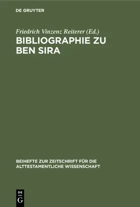Reiterer |  Bibliographie zu Ben Sira | Buch |  Sack Fachmedien