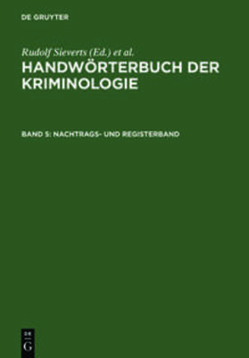 Sieverts / Elster / Schneider | Nachtrags- und Registerband | Buch | 978-3-11-016171-7 | sack.de