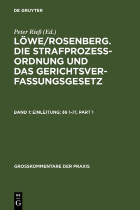 Rieß / Wendisch / Lüderssen | Einleitung; §§ 1-71 | Buch | 978-3-11-016446-6 | sack.de