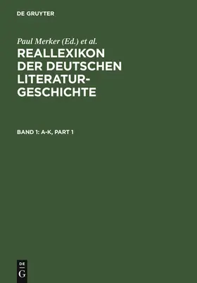 Kohlschmidt / Merker / Mohr |  Reallexikon der deutschen Literaturgeschichte | Buch |  Sack Fachmedien