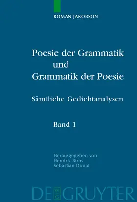 Jakobson / Donat / Birus |  Poesie der Grammatik und Grammatik der Poesie | Buch |  Sack Fachmedien