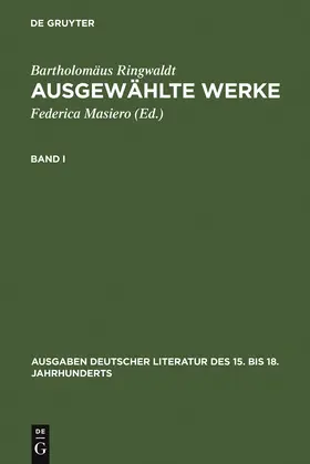 Ringwaldt / Masiero | Ausgewählte Werke | Buch | 978-3-11-018980-3 | www.sack.de