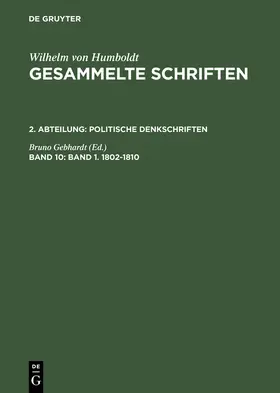 Gebhardt |  Band 1. 1802-1810 | Buch |  Sack Fachmedien