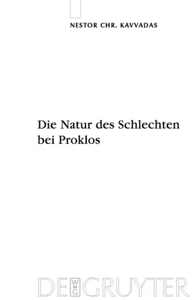 Kavvadas |  Die Natur des Schlechten bei Proklos | Buch |  Sack Fachmedien