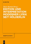 Burdorf |  Edition und Interpretation moderner Lyrik seit Hölderlin | eBook | Sack Fachmedien