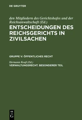 Reuß |  Verwaltungsrecht. Besonderer Teil | Buch |  Sack Fachmedien