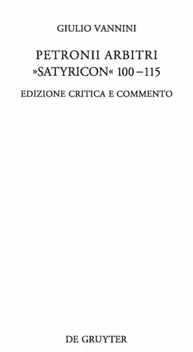 Vannini | Petronii Arbitri "Satyricon" 100-115 | Buch | 978-3-11-024091-7 | www.sack.de