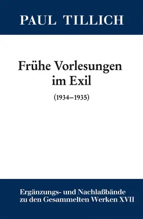 Sturm / Tillich |  Frühe Vorlesungen im Exil | Buch |  Sack Fachmedien