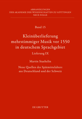 Staehelin | Kleinüberlieferung mehrstimmiger Musik vor 1550 in deutschem Sprachgebiet, Lieferung IX | E-Book | sack.de