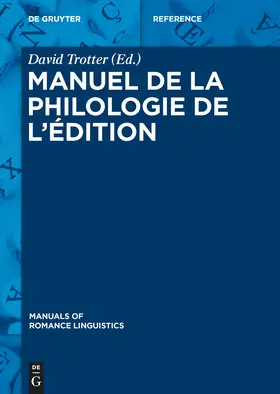 Trotter |  Manuel de la philologie de l'édition | Buch |  Sack Fachmedien