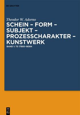 Adorno / Endres / Pichler |  Adorno, T: Zur Theorie des Kunstwerks   Band1 | Buch |  Sack Fachmedien