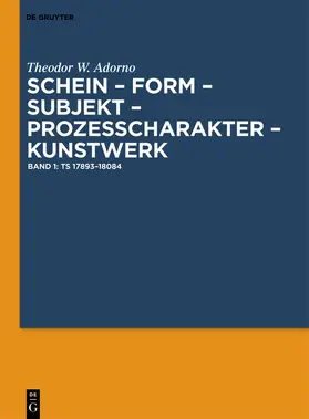 Adorno / Endres / Pichler |  Adorno, T: Zur Theorie des Kunstwerks   Band1 | Buch |  Sack Fachmedien