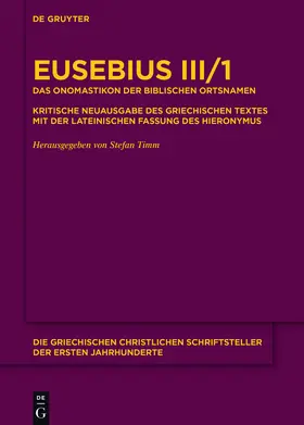 Eusebius / Timm |  Das Onomastikon der biblischen Ortsnamen | Buch |  Sack Fachmedien