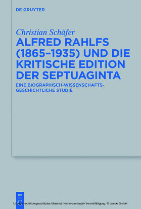 Schäfer | Alfred Rahlfs (1865-1935) und die kritische Edition der Septuaginta | E-Book | sack.de