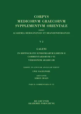 Vagelpohl |  Galeni in Hippocratis Epidemiarum librum II commentariorum IV-VI versio Arabica et indices | Buch |  Sack Fachmedien