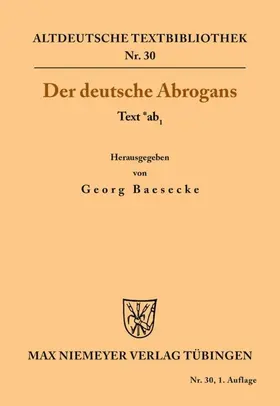 Baesecke |  Der deutsche Abrogans | Buch |  Sack Fachmedien