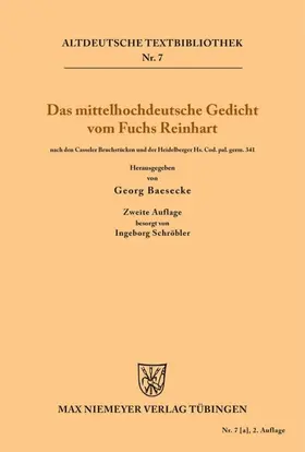 Heinrich / Schröbler / Baesecke |  Das mittelhochdeutsche Gedicht vom Fuchs Reinhart | Buch |  Sack Fachmedien