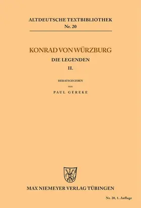 Gereke / Konrad von Würzburg |  Die Legenden II | Buch |  Sack Fachmedien