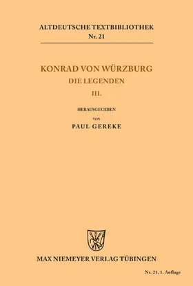 Gereke / Konrad von Würzburg |  Die Legenden III | eBook | Sack Fachmedien