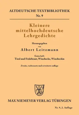 Leitzmann | Kleinere mittelhochdeutsche Lehrgedichte | E-Book | www.sack.de