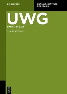Obergfell / Pahlow / Peukert |  UWG. Band 3: §§ 8-20; § 23 GeschGehG; Register | eBook | Sack Fachmedien