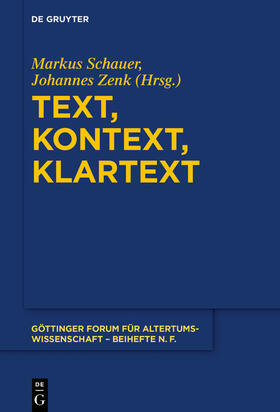 Zenk / Schauer | Text, Kontext, Klartext | Buch | 978-3-11-056349-8 | sack.de