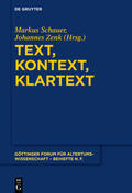 Zenk / Schauer |  Text, Kontext, Klartext | Buch |  Sack Fachmedien